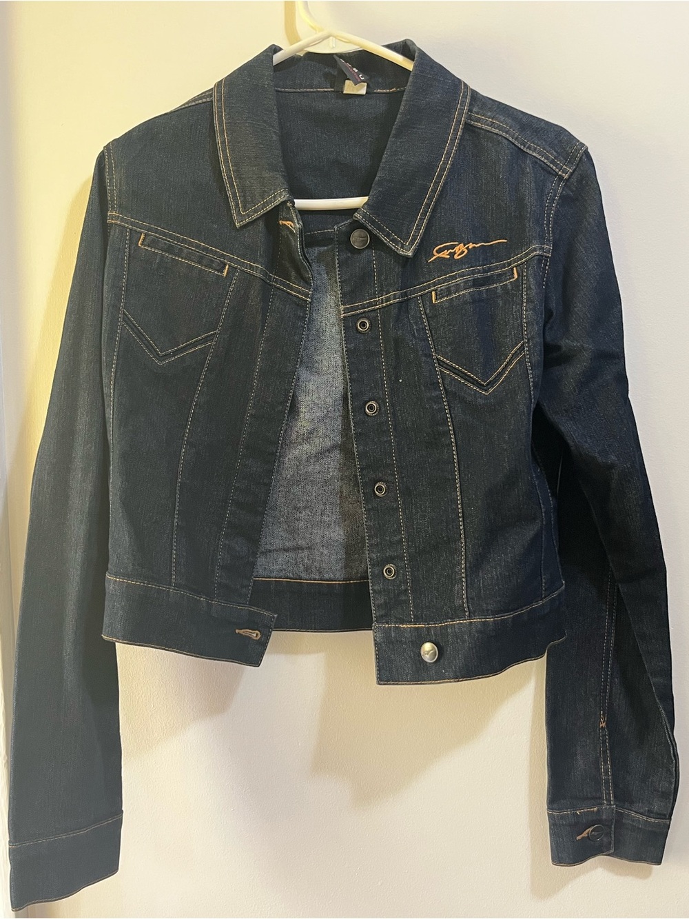 FUBU Dark Blue Denim Jacket with Gold Embroidery